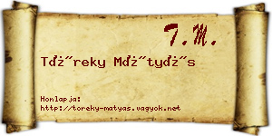 Töreky Mátyás névjegykártya