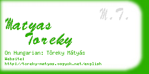 matyas toreky business card